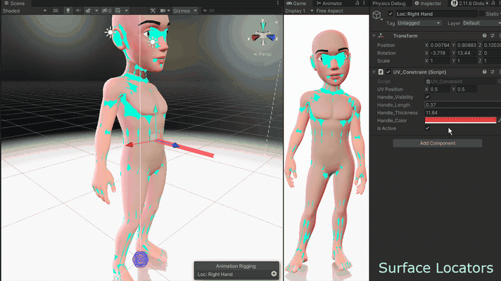 Surface locator traversing the proxy UV
